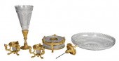 FRENCH GILT BRONZE AND CUT GLA