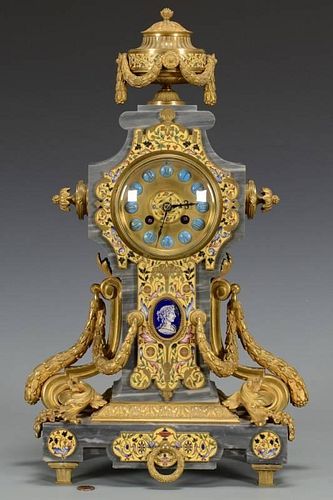FRENCH GILT BRONZE AND ENAMEL