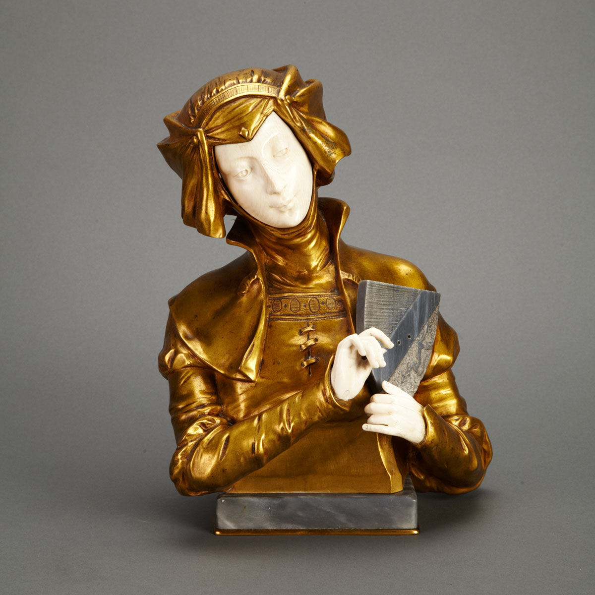 French Gilt Bronze and Ivory Bust
