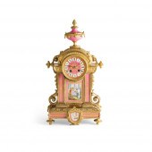 FRENCH GILT BRONZE AND PORCELA