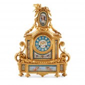 FRENCH GILT BRONZE AND PORCELA