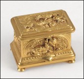 FRENCH GILT BRONZE BOX. Depict