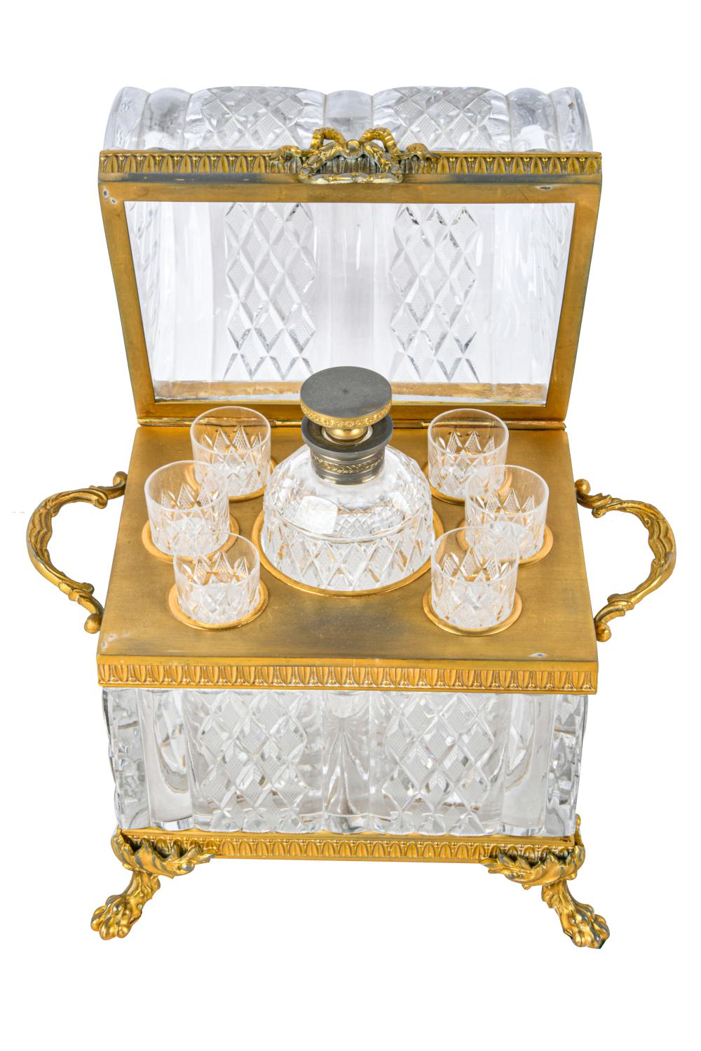 FRENCH GILT BRONZE & CRYSTAL