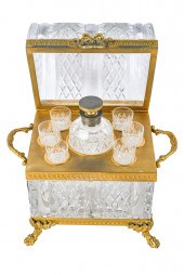 FRENCH GILT BRONZE & CRYSTAL T