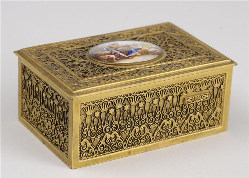 FRENCH GILT-BRONZE ENAMEL BIRD