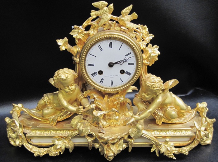 FRENCH GILT BRONZE FIGURAL CLOCK