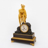 FRENCH GILT BRONZE FIGURAL CLO