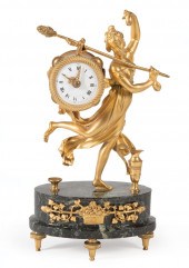 FRENCH GILT BRONZE FIGURAL CLO