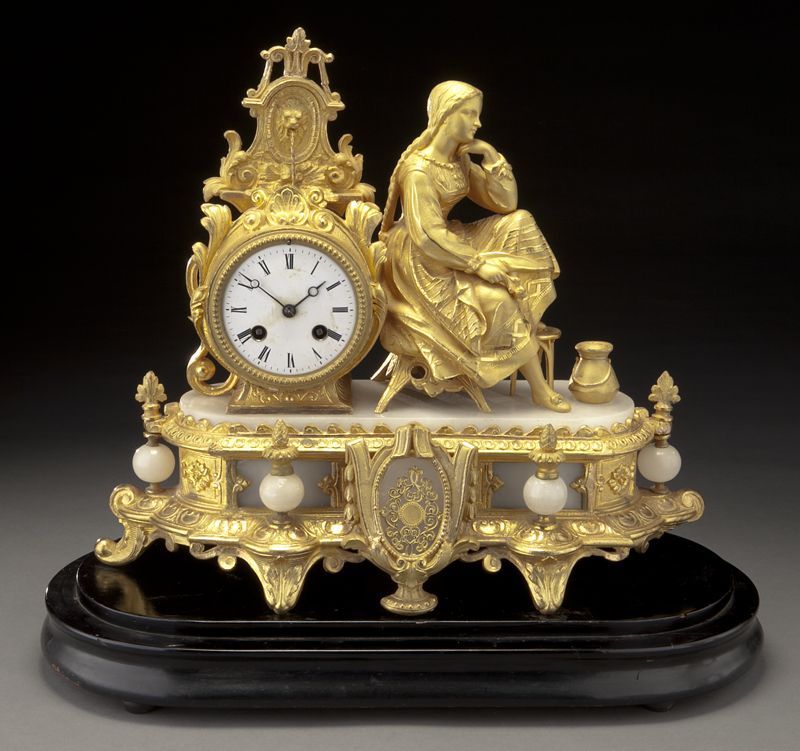 French gilt bronze figural mantle