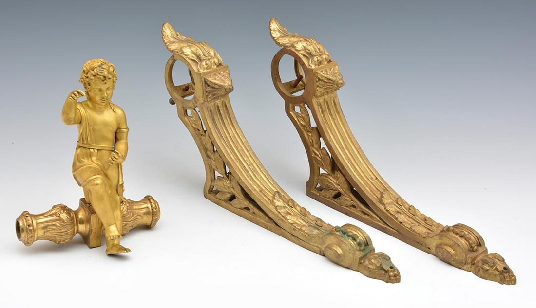 FRENCH GILT BRONZE LOT INCLUDING