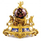 French gilt-bronze mantel cloc