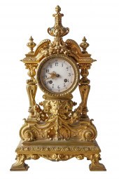 FRENCH GILT BRONZE MANTLE CLOC