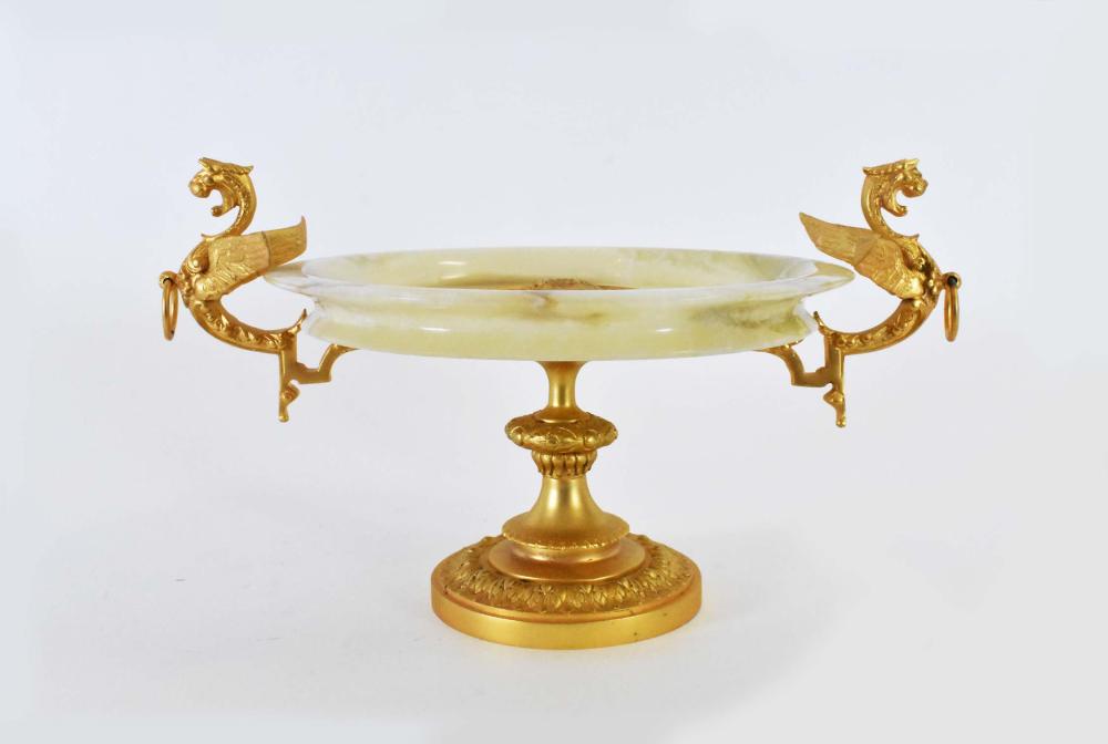 FRENCH GILT BRONZE MOUNTED ONYX