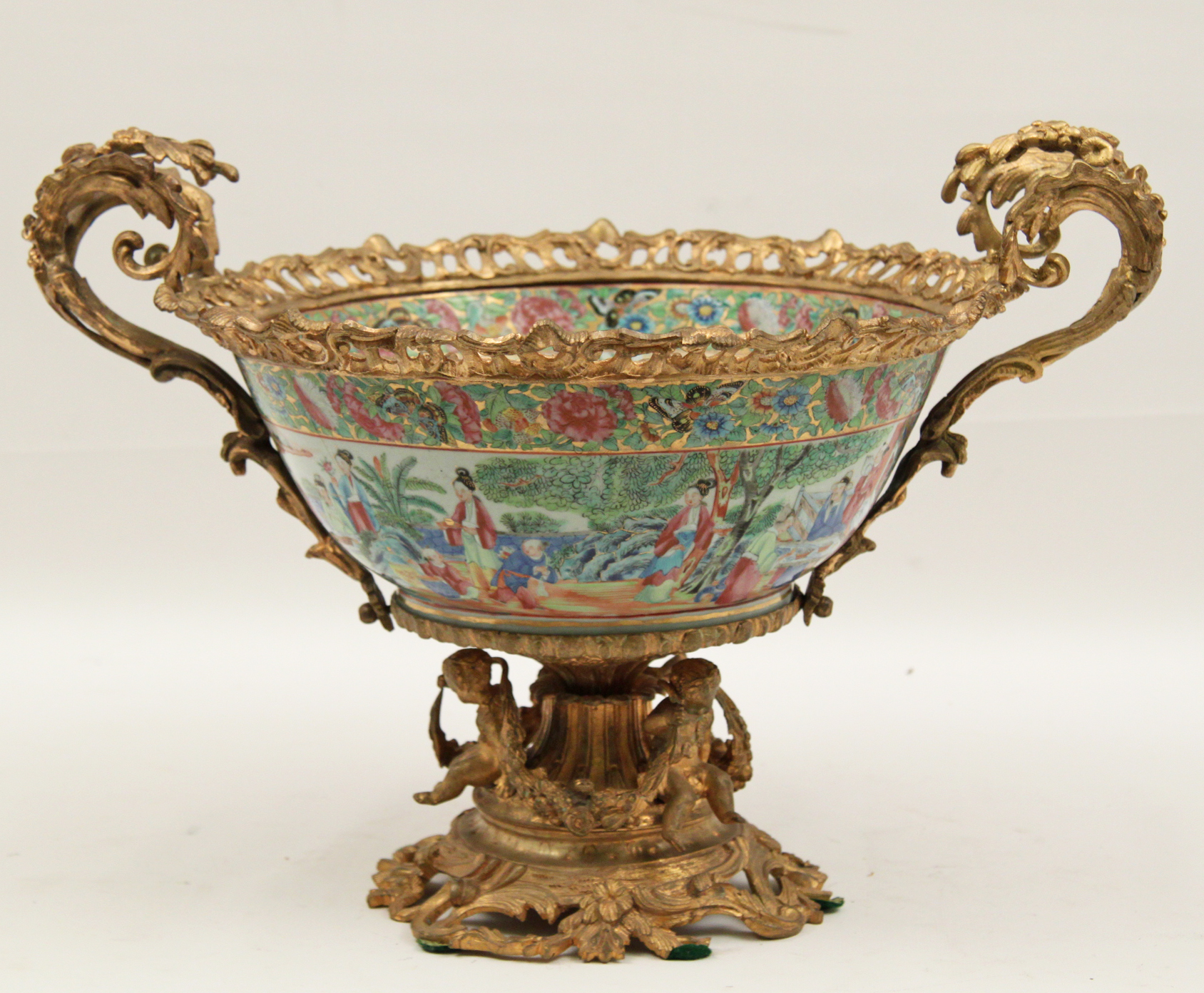 FRENCH GILT BRONZE MTD PORCELAIN