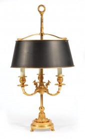 FRENCH GILT BRONZE THREE-LIGHT