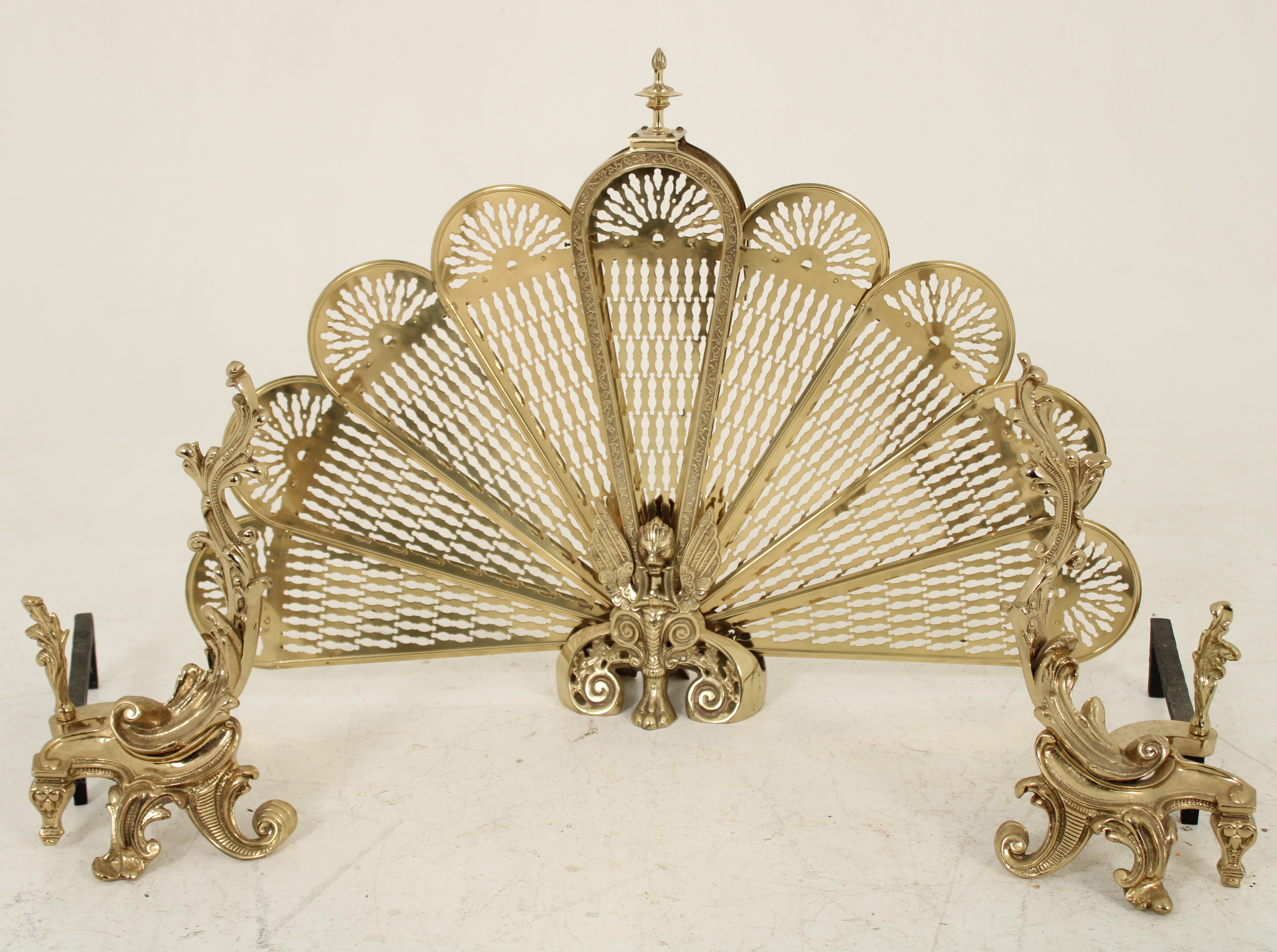 FRENCH GILT FAN FIRESCREEN AND PAIR