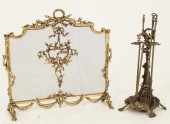 FRENCH GILT FIRESCREEN AND FIR