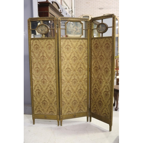 French gilt folding floor screen,