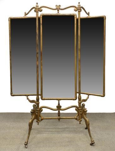 FRENCH GILT IRON BEVELED TRIPLE