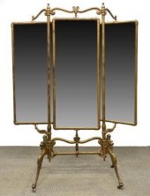 FRENCH GILT IRON BEVELED TRIPL