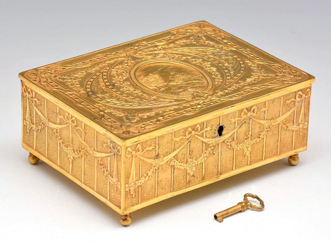 FRENCH GILT JEWELRY BOX WITH