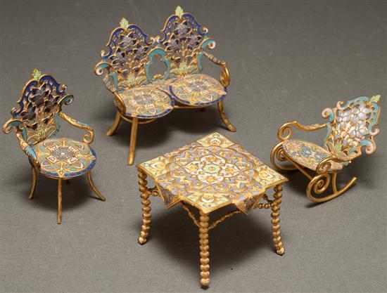 French gilt metal and enameled