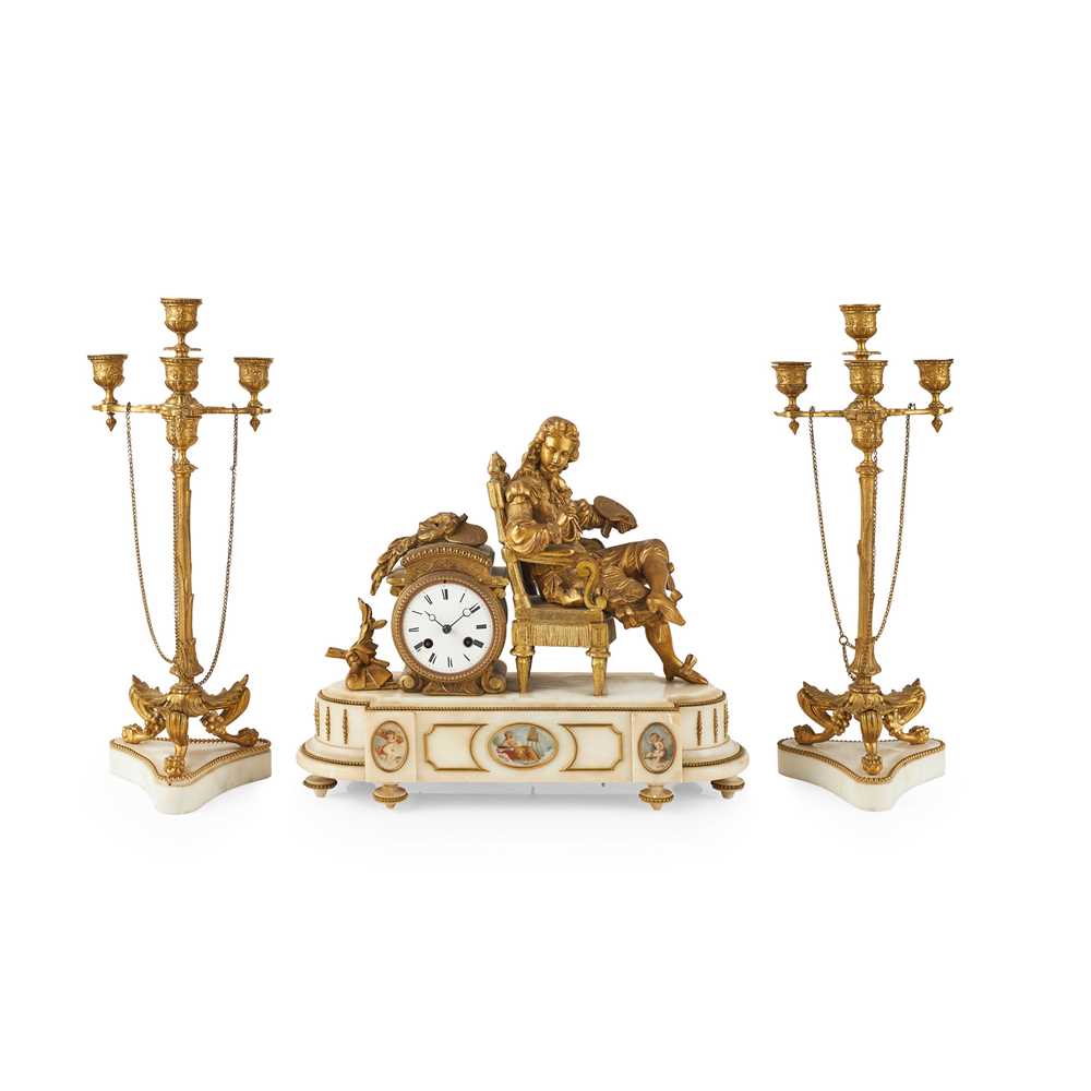 FRENCH GILT METAL AND MARBLE