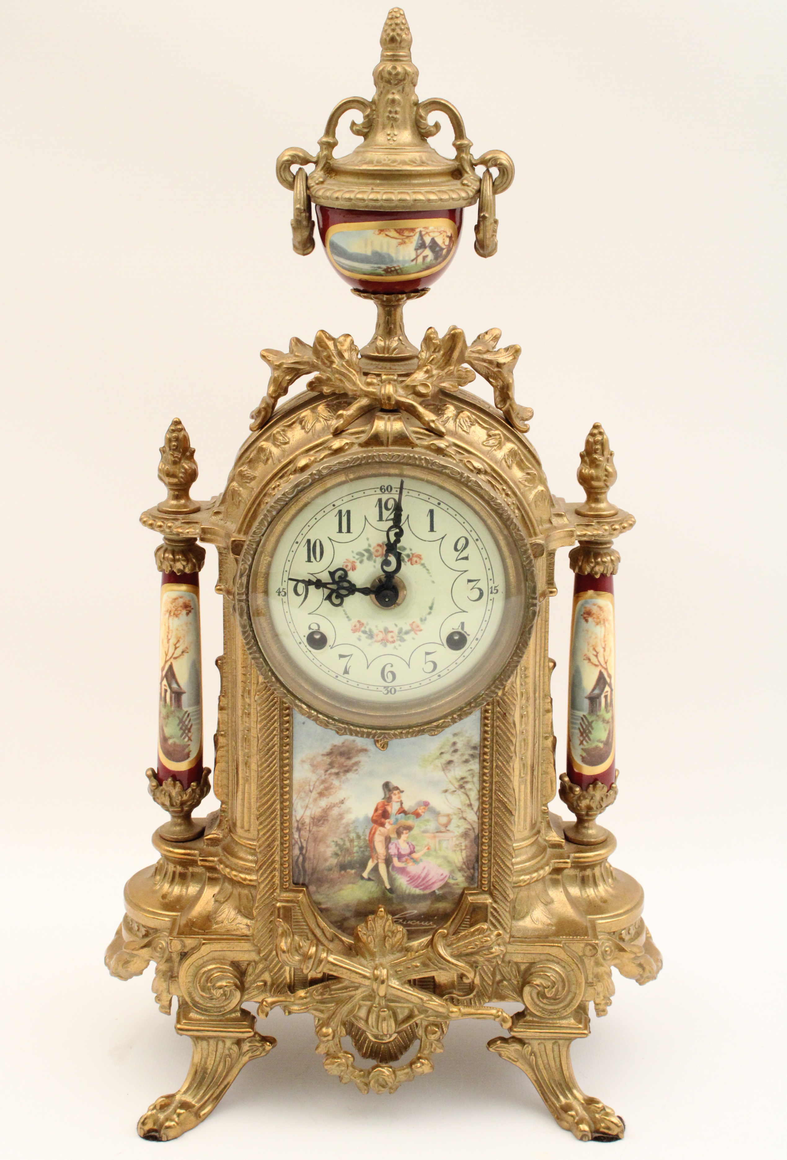 FRENCH GILT METAL AND PORCELAIN
