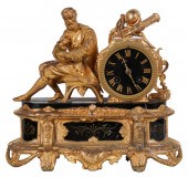 FRENCH GILT METAL AND SLATE FI