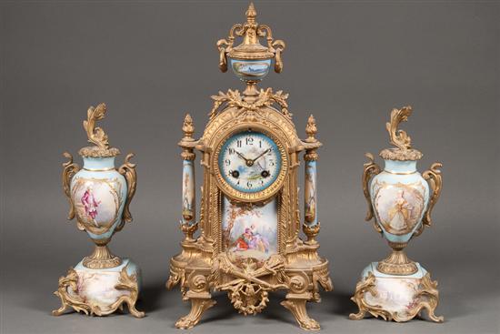 French gilt metal blue celeste