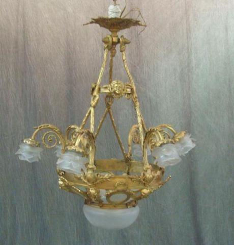 French Gilt Metal Chandelier.