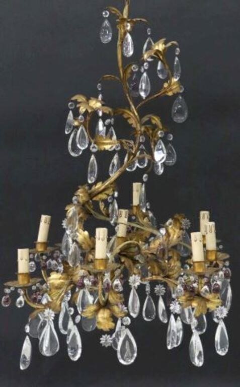 FRENCH GILT METAL & CRYSTAL