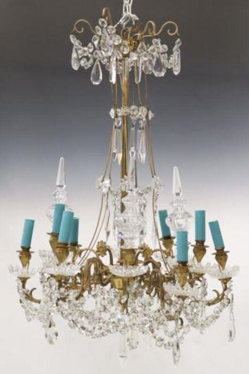 FRENCH GILT METAL & CRYSTAL