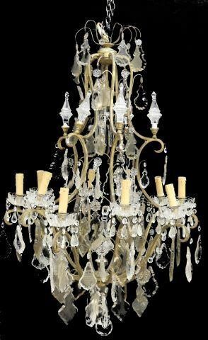 FRENCH GILT METAL & CRYSTAL