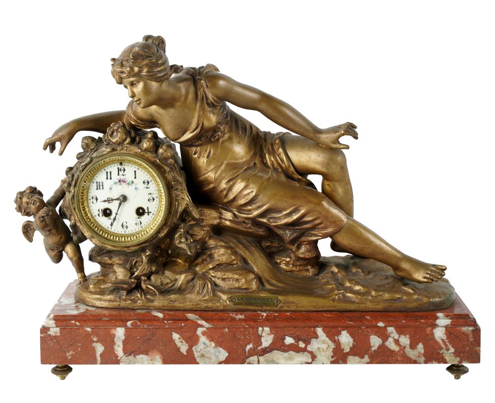 FRENCH GILT METAL FIGURAL MANTEL