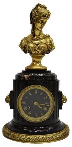 FRENCH GILT METAL FIGURAL MARBLE