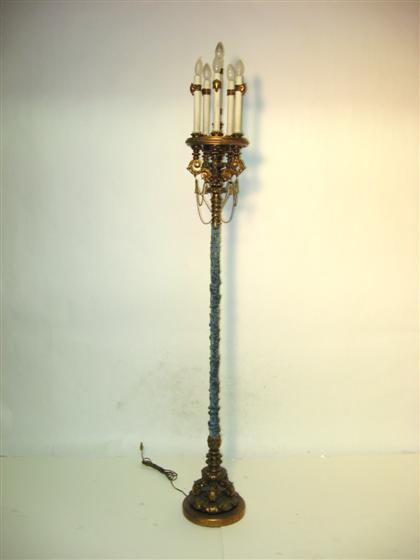 French gilt metal floor lamp   