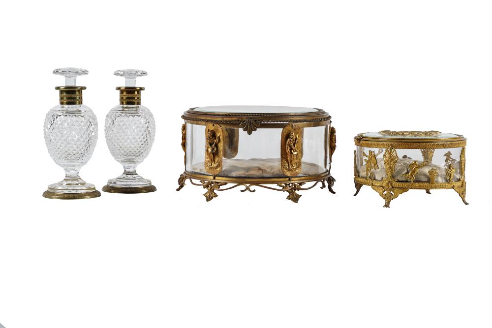 FRENCH GILT METAL-MOUNTED CUT GLASS