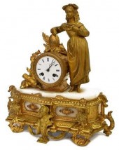 FRENCH GILT METAL & ONYX FIGUR