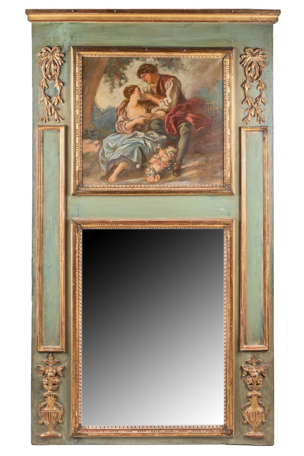 FRENCH GILT & PAINTED TRUMEAU