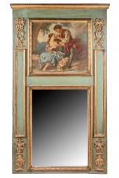 FRENCH GILT & PAINTED TRUMEAU