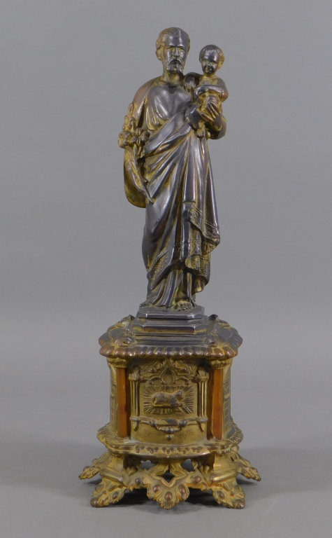 FRENCH GILT SPELTER ST. JOSEPH &