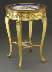 French gilt wood and Sevres st