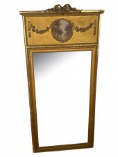 FRENCH GILT WOOD TRUMEAU MIRRO