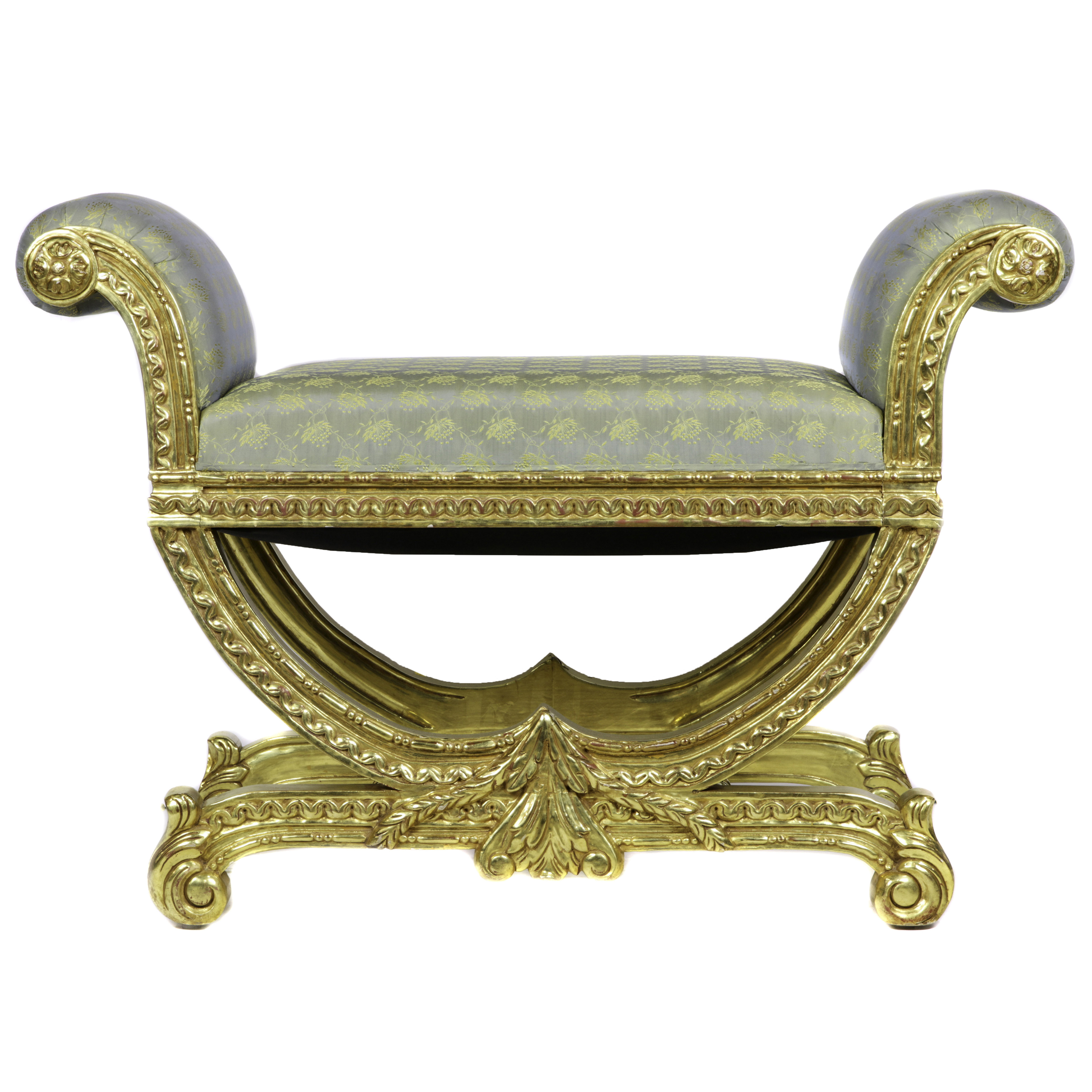 FRENCH GILTWOOD CARVED WINDOW BENCH