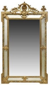 FRENCH GILTWOOD CUSHION MIRROR