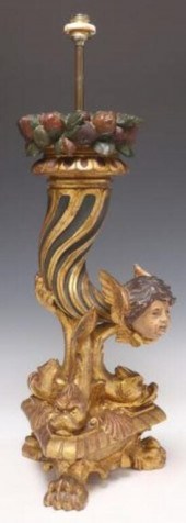 FRENCH GILTWOOD FIGURAL CORNUC