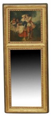 FRENCH GILTWOOD TRUMEAU MIRROR