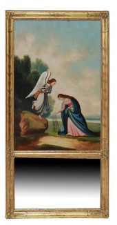 FRENCH GILTWOOD TRUMEAU MIRROR