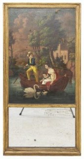 FRENCH GILTWOOD TRUMEAU MIRROR